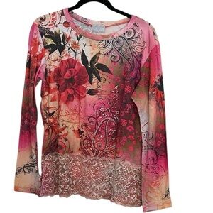 Vintage Bleu Clair floral graphic top